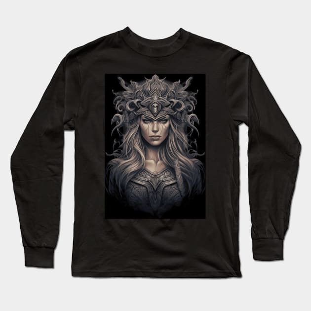 Viking Shield Maiden 03 Long Sleeve T-Shirt by Mistywisp